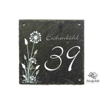 Hausnummer Schiefer, Schieferhausnummer, Designerhausnummer, Adressschild handbemalt, individuell personalisiert Weihnachtsgeschenk für Männer 