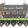 Türschild Familie aus Schiefer mit Name an Wäscheleine personalisiert, Schieferschild, Haustürschild, Namensschild Bild 2