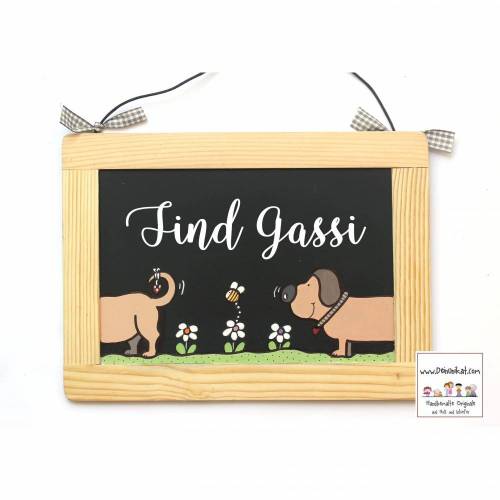 Schild Schultafel Tafel Handbemalt Sind Gassi Hund
