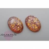 2 Stück ~ Designer Glascabochons ~ 25x18 mm ~ handmade Cabochons ~ rosa mit goldflocken Bild 1