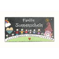personalisiertes Türschild Familie, Schiefertürschild wetterfest, Namensschild handbemalt, Familientürschild, Unikat Bild 1