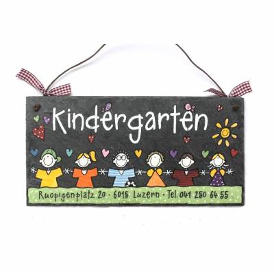 Türschild Schiefer individualisierbar, Abschiedsgeschenk Kindergarten, Firmenschild individuell personalisiert