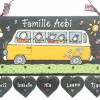 Türschild Familie aus Schiefer personalisiert mit Namen, Schieferschild mit Bulli / Bus, Familientürschild, Namensschild Bild 1