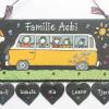 Türschild Familie aus Schiefer personalisiert mit Namen, Schieferschild mit Bulli / Bus, Familientürschild, Namensschild Bild 2