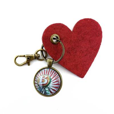 Kirmes Riesenrad Schlüsselanhänger Cabochon und Filzherzanhänger Foto Geschenk für Sie