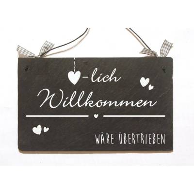 ausgefallenes Geschenk für Freunde, wetterfestes Türschild aus Schiefer, Schieferschild, Haustürschild, Namensschild