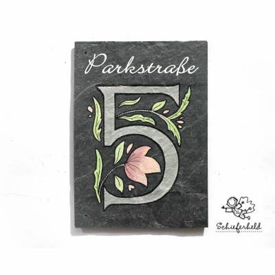 Schiefer Hausnummer MONOGRAMM SILBER