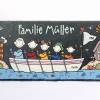 Türschild Familie aus Schiefer, Schieferschild maritim mit Figuren in Boot und Name personalisiert, Familienschild Bild 2