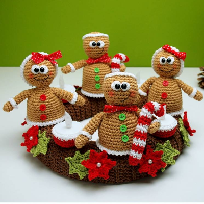 Häkelanleitung Adventskranz Lebkuchenmännchen - PDF Datei deutsch