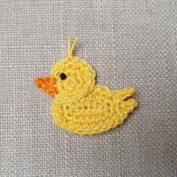 Mini Ente Aufnäher, kleines Entchen Häkelapplikation, gelbe Enten