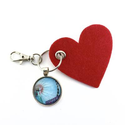 Kirmes Riesenrad Schlüsselanhänger Fotografie Cabochon und Filzherzanhänger Geschenk für Sie