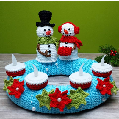 Häkelanleitung Adventskranz Schneemann - PDF Datei, deutsch