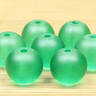 25 Glasperlen, smaragd matt, satiniert, 6mm