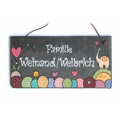 Personalisiertes Hochzeitsgeschenk für das Brautpaar. Türschild aus Schiefer personalisiert mit Name. Geschenk Hochzeit.