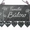 Schiefertürschild Pusteblume mit Herzanhänger, Türschild Schiefer mit Namen personalisiert, Schieferschild Familie Bild 4