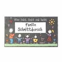 Türschild Schiefer Familie personalisiert, Haustürschild handbemalt, Namensschild, Familientürschild, Schieferschild Bild 1