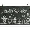 Türschild Schiefer Comicfamilie schwarz / weiß mit Wunschfiguren, Wunschtext, handbemalt individuell personalisiert Bild 3