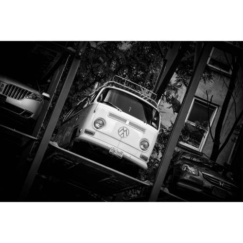 Oldtimer Bus Retro vintage hippie Foto Pearl Poster 30 x 46 cm
