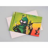 Foto Grußkarte Graffiti Roboter Kämpfer mit Pistole Klappkarten mit Umschlag - Format C6 Bild 1