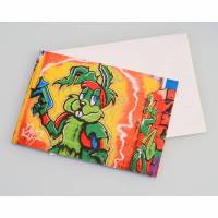 Foto Grußkarte Graffiti Hase mit Pistole Klappkarten mit Umschlag - Format C6 Bild 1