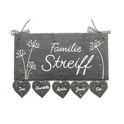 personalisiertes Hochzeitsgeschenk für das Brautpaar, Türschild Familie aus Schiefer, handgemacht, hochwertig
