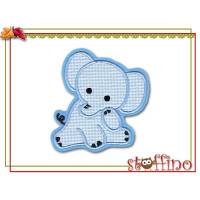 Applikation Babyelefant Elefant Karo hellblau Bild 1