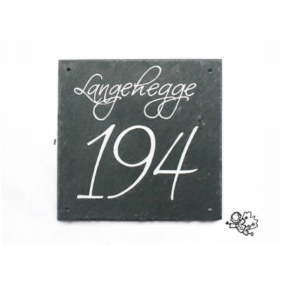 Schiefer Hausnummer Klassisch Schlicht individuell personalisiert mit Straßenname und Hausnummer