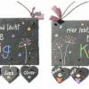 Schieferschild Familie mit Herzanhänger, Türschild Schiefer mit Pusteblumen, Haustürschild mit Namen personalisiert Bild 3
