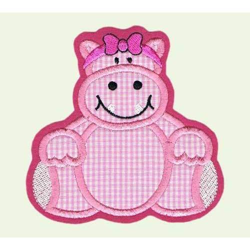 Applikation süßes Nilpferd zum Aufbügeln in rosa