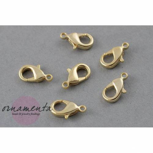 10Stk ~ 7x12mm ~ Messing ~ hellgold ~ Karabiner ~ Material zur Schmuckherstellung