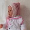 Pixie, Zwergmütze aus Alpaka mit Wolle, für Neugeborene, rosa, wollweiß, gehäkelt Bild 2