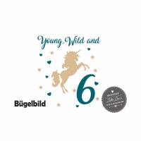 Bügelbild Einhorn Young Wild & Wunschzahl zum Geburtstag Bild 1