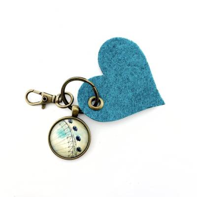 London Eye Kirmes Riesenrad Schlüsselanhänger mit Filzherz Cabochon Geschenk für sie