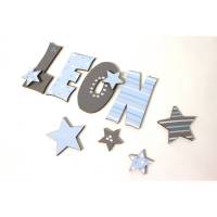 Holzbuchstaben, Türbuchstaben, Kinderzimmer, Buchstaben - Lieblingslädchen - Sterne, babyblau Bild 1