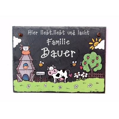 Schieferschild für Familien, Türschild aus Schiefer mit Name personalisiert, einzigartiges Geschenk für alle Anlässe