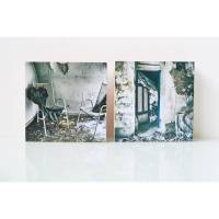 Lost Place, marode, verlassenes Haus, Villa, 2er Set, Foto auf Holz, im Quadrat, 10 x 10 cm Bild 1
