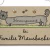 Türschild für Familien mit Katze und Name personalisiert | Haustürschild aus Holz | Holzschild | Namensschild. Bild 2