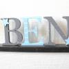 Holzbuchstaben XXL 15 cm, große Türbuchstaben, auch zum hinstellen geeignet - Sterne, babyblau, grau Bild 2