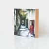 rote Tür, Lost Place, marode, verlassenes Haus, Villa, Foto auf Holz, im Quadrat, 10 x 10 cm Bild 2