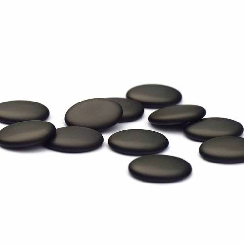 2 Glascabochons ~ 20 mm ~ flache Flatback Cabochons ~ matt schwarz