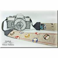 Kameragurt EULE aus Stoff  Kameraband für Spiegelreflex- oder Systemkamera, Kameratasche Bild 1