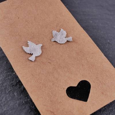 Taube, 925, Silber, Ohrstecker, Ohrschmuck, Ohrstecker mit Titan silber oder edelstahlstecker, Friedenstaube, Frieden,