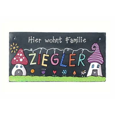 originelle Geschenkidee, geniales Haustürschild aus Schiefer mit Name personalisiert, einzigartiges Geburtstagsgeschenk
