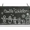 Türschild Schiefer Namensschild Comicfamilie schwarz/weiß handbemalt individuell personalisiert Bild 2