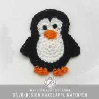 Pinguin Applikation, Häkelapplikation Aufnäher Zoo Tiere Bild 2