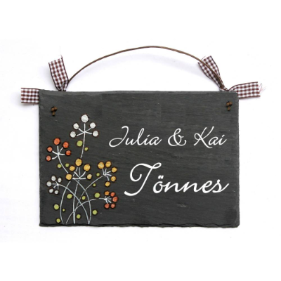 Türschild Schiefer personalisiert mit Name, dekoratives Schieferschild, edles Namensschild, Geschenk für jeden Anlass