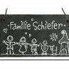 Türschild aus Schiefer für Familien personalisiert mit Name und Figuren. Schieferschild, Haustürschild, Namensschild. Bild 2