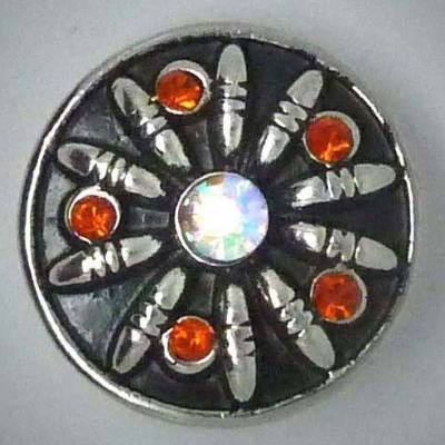 Druckknopf, oranger Strass, 20mm