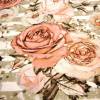 Baumwoll-Jerseystoff Digitaldruck große Rosen Blumen auf Streifen beige / grau / altrosa Meterware nähen Bild 2
