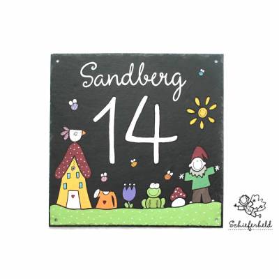 große Hausnummer aus Schiefer mit Straßenname und Zahl personalisiert, handgemacht, wetterfest, dekorativ, exklusiv